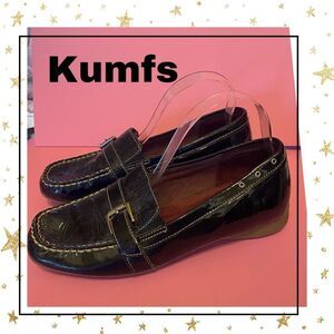 Kumfs New Zealand Women's Black Patent Leather Flats Loafers 9 9.5